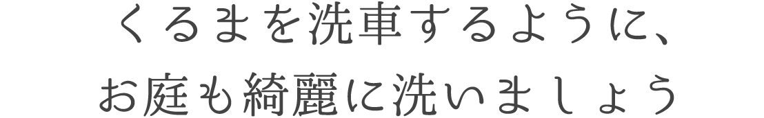 くるまを洗車するように、お庭も綺麗に洗いましょう。
