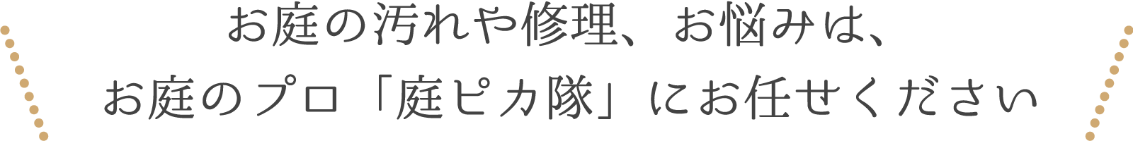 お庭の汚れや修理、お悩みは、お庭のプロ「庭ピカ隊」にお任せください